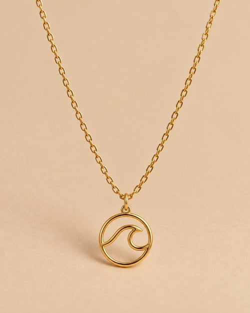 Collar ALON de acero inoxidable con colgante de ola — HIRAYA JEWELS